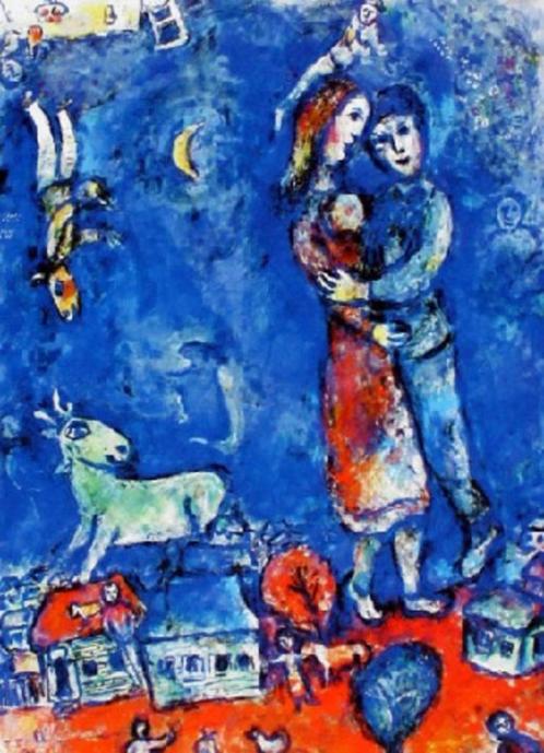 Marc Chagall (1887) Kleur Zink Ets "De Droomdanser " Gen Ges, Antiek en Kunst, Kunst | Litho's en Zeefdrukken, Ophalen of Verzenden