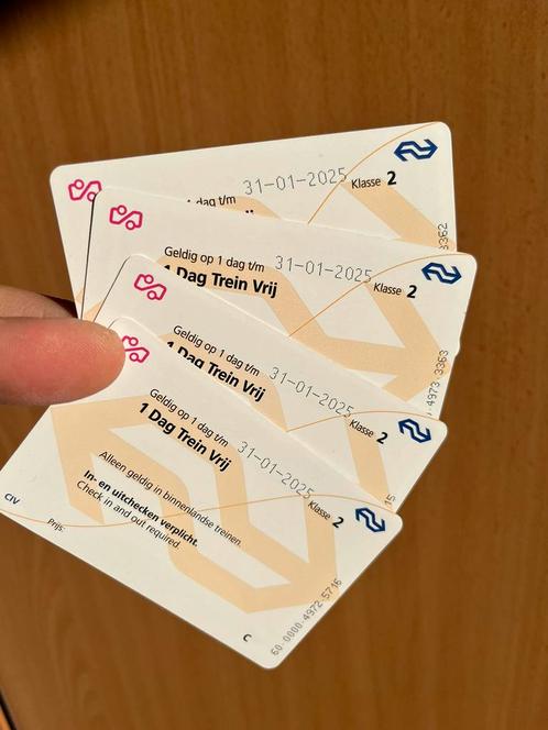 NS vrij tickets dagkaart 45€ per stuk…!!, Tickets en Kaartjes, Trein, Bus en Vliegtuig, Eén persoon, Algemeen kaartje, Trein