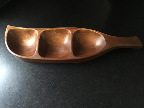 Teak schaal, vintage, retro, hout.     🥜, Huis en Inrichting, Woonaccessoires | Schalen en Manden, Gebruikt, Schaal, Overige vormen