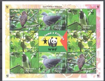 WWF postzegelvelletje v/d Endangered Vogels Sao Tomé & Princ