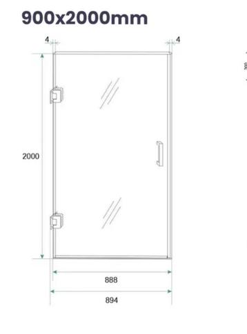 Rvs Douchedeur 90x200 (88x200) - Nieuw