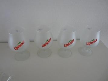 4 originele liptonice glazen met stampers.