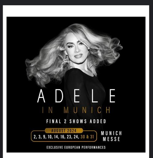 Adele 3 Augustus - 2 tickets staanplaatsen (rechts), Tickets en Kaartjes, Concerten | Pop, Twee personen, Augustus