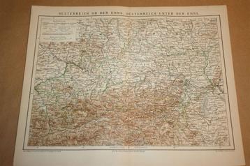 Antieke kaart - Opper- en Neder-Oostenrijk - Ca 1885 !!