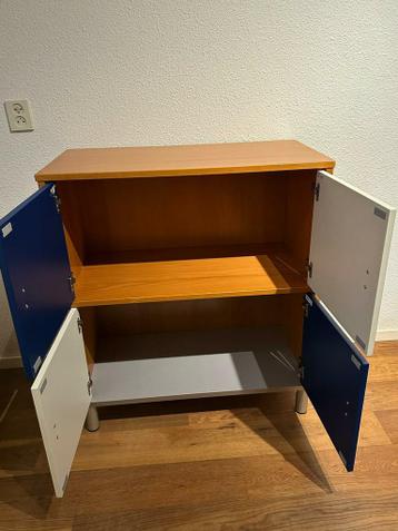 Ikea effektiv kastje beuken met blauw wit deurtjes - afbeelding 3 Ikea effektiv kastje beuken met blauw wit deurtjes - afbeelding 3