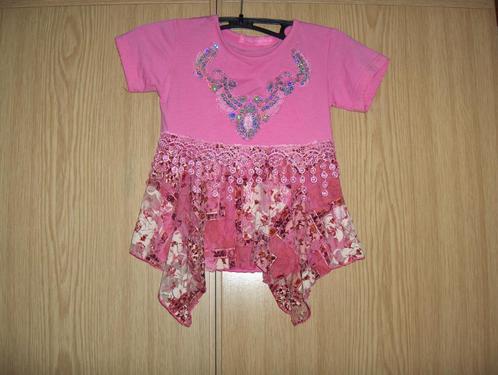 Nieuw roze glitter stretch tuniek shirt SMALL PRINCESS 122, Kinderen en Baby's, Kinderkleding | Maat 122, Nieuw, Meisje, Shirt of Longsleeve