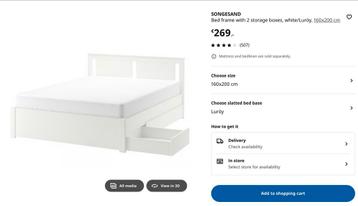Ikea Songesand Bedframe 160x200 + Luröy Lattenbodem - afbeelding 1 Ikea Songesand Bedframe 160x200 + Luröy Lattenbodem - afbeelding 1