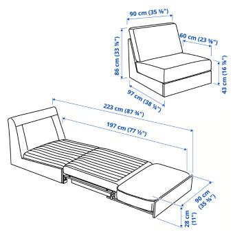 Ikea Kivik 1-zitsslaapbank + voetenbank (Zo goed als nieuw) - afbeelding 5 Ikea Kivik 1-zitsslaapbank + voetenbank (Zo goed als nieuw) - afbeelding 5