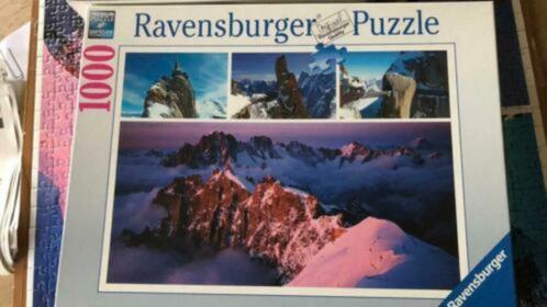 Ravensburger legpuzzel 1000 stukjes Mont Blanc, Hobby en Vrije tijd, Denksport en Puzzels, Zo goed als nieuw, Legpuzzel, 500 t/m 1500 stukjes