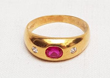 Vintage ring pinky mann. goud briljant spinel.