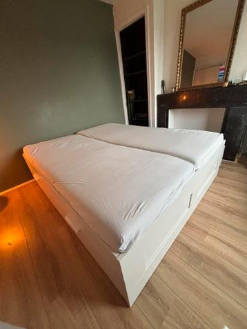Zeer goede staat IKEA Brimnes Bed 160x200 met lattenbodem - afbeelding 3 Zeer goede staat IKEA Brimnes Bed 160x200 met lattenbodem - afbeelding 3