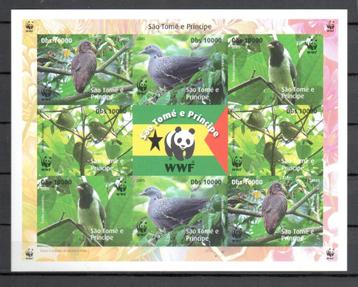 WWF postzegelvelletje v/d Endangered Vogels Sao Tomé & Princ
