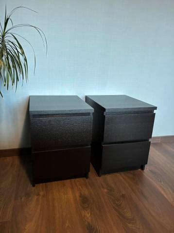 2x IKEA Malm Nachtkastje - Zwartbruin - afbeelding 2 2x IKEA Malm Nachtkastje - Zwartbruin - afbeelding 2