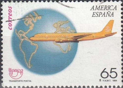 Spanje-SP1.9- 1994 - Landkaart- Vliegtuig - Amerikaanse Post, Postzegels en Munten, Postzegels | Europa | Spanje, Gestempeld, Verzenden