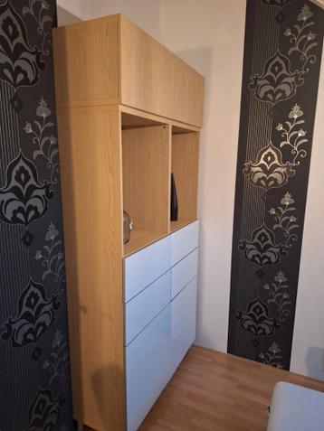 Ikea Besta kast grenen/hoogglans wit - 242x120x42cm - afbeelding 2 Ikea Besta kast grenen/hoogglans wit - 242x120x42cm - afbeelding 2