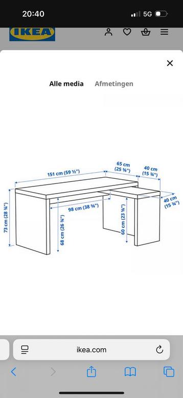 Ikea MALM bureau met uittrekbaar blad - afbeelding 5 Ikea MALM bureau met uittrekbaar blad - afbeelding 5