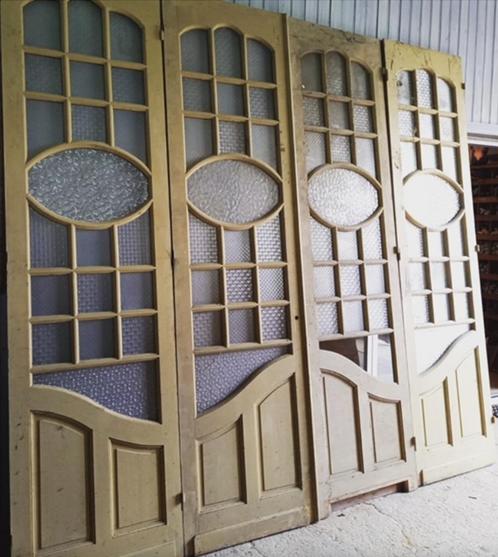 antieke Franse deuren met glas binnendeuren 4slag uniek, Doe-het-zelf en Verbouw, Deuren en Horren, Gebruikt, Binnendeur, 215 cm of meer