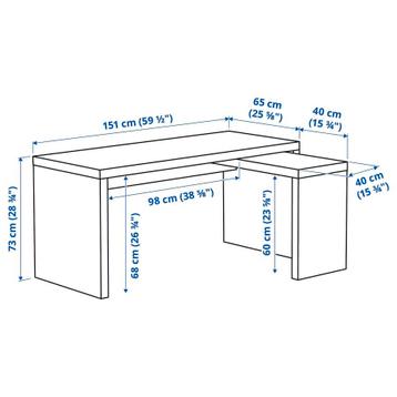 Ikea Malm study desk, L151xB65xH72 with pull-out panel exten - afbeelding 21 Ikea Malm study desk, L151xB65xH72 with pull-out panel exten - afbeelding 21