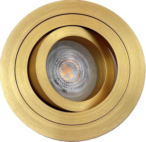 Ronde Inbouwspot mat-goud GU10, Huis en Inrichting, Lampen | Spots, Nieuw, Plafondspot of Wandspot, Metaal of Aluminium, Led, Inbouw