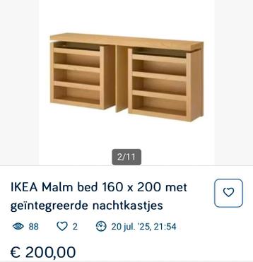 Ikea malm bed (evt met matras en achter kast) - afbeelding 4 Ikea malm bed (evt met matras en achter kast) - afbeelding 4