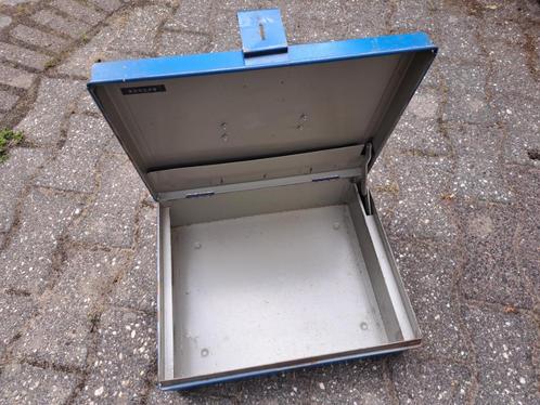 Retro blauwe metalen PTT sorteer kist doos uit de jaren 60, Verzamelen, Retro, Huis en Inrichting, Ophalen of Verzenden
