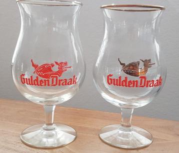 ** 2x vintage glas Gulden Draak met logo - jaren 90 - IZGST