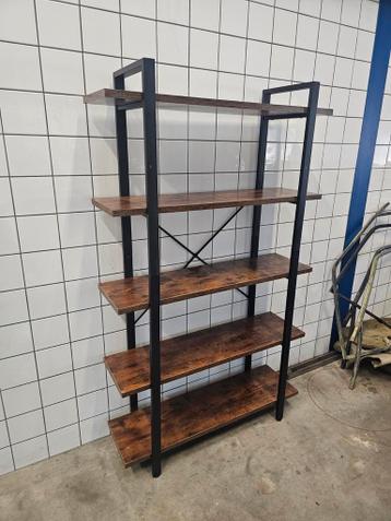 Nieuwe Industriële Stellingkast met 5 Planken zwart/bruin - afbeelding 2 Nieuwe Industriële Stellingkast met 5 Planken zwart/bruin - afbeelding 2