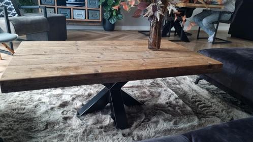 Steigerhout  salontafel kruispoot, Huis en Inrichting, Tafels | Salontafels, Zo goed als nieuw, Ophalen