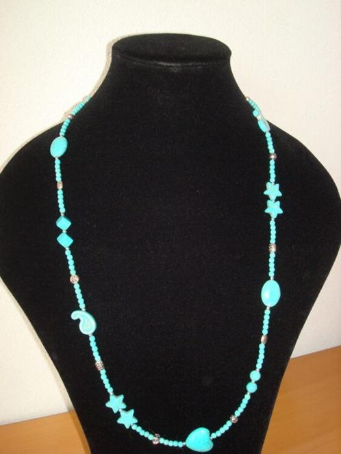 Lange ketting van turquoise natuursteen, Sieraden, Tassen en Uiterlijk, Kettingen, Nieuw, Steen of Mineraal, Overige kleuren, Verstelbaar