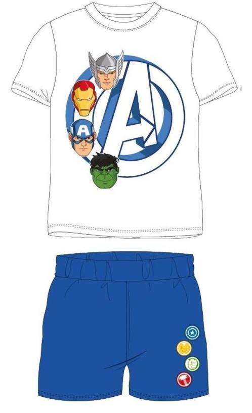 Avengers shortama/pyjama wit/blauw katoen maat 128, Kinderen en Baby's, Kinderkleding | Maat 128, Nieuw, Jongen of Meisje, Nacht- of Onderkleding