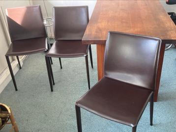 4  leren Artihome stoelen , donkerbruin, 4 samen voor € 140