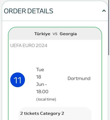2x UEFA EURO 2024 - Turkiye vs Georgia - categorie 2