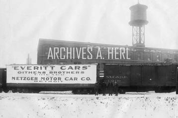 Metzger Motor Car Company banner 1911 factory car photo phot