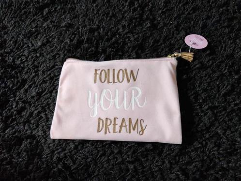 Lichtroze make-up tas Follow Your Dreams, Sieraden, Tassen en Uiterlijk, Toilettassen, Nieuw, Dame, Roze, Ophalen