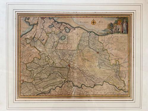 Fraaie Antieke ingekleurde landkaart provincie Utrecht 1744, Boeken, Atlassen en Landkaarten, Gelezen, Landkaart, Nederland, Voor 1800