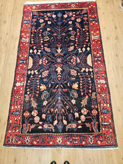 Vintage handgeknoopt perzisch tapijt hamadan 235x140, Huis en Inrichting, Stoffering | Tapijten en Kleden, Gebruikt, 100 tot 150 cm