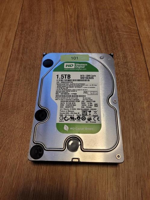 HDD (Hard Disk) SATA 1,5TB WD (Green, Blue), Computers en Software, Harde schijven, Zo goed als nieuw, Desktop, Intern, HDD, SATA