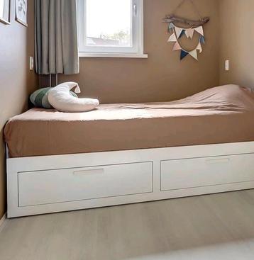 Brimnes bedframe (Ikea) met lades wit - afbeelding 1 Brimnes bedframe (Ikea) met lades wit - afbeelding 1