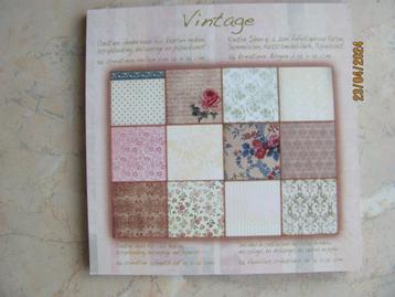 NIEUW papier VINTAGE paperpad 12 DESIGNS bruin beige BEHANG