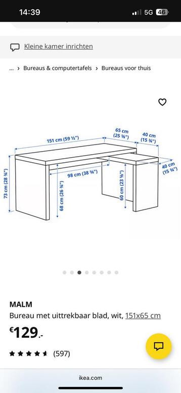 MALM Bureau met uittrekbaar hoekstuk – Zwart (IKEA) - afbeelding 4 MALM Bureau met uittrekbaar hoekstuk – Zwart (IKEA) - afbeelding 4