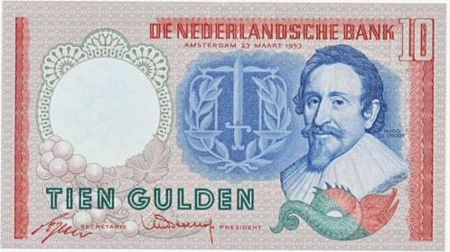 Nederland 10 gulden 1953 Hugo de Groot UNC, Postzegels en Munten, Bankbiljetten | Nederland, Los biljet, 10 gulden, Ophalen of Verzenden