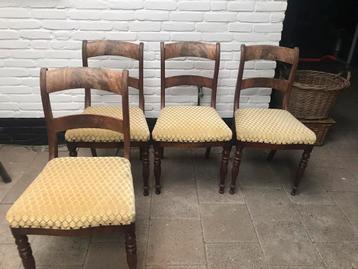 4x antieke mahoniehouten stoelen 