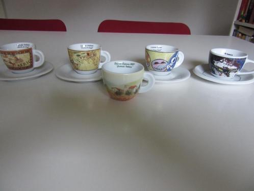 Espresso Cups -4 x d'Ancap(3 schoteltjes)- 1 x Saeco - Cup/S, Huis en Inrichting, Keuken | Servies, Zo goed als nieuw, Kop(pen) en/of Schotel(s)