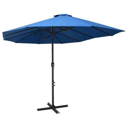 Parasol met aluminium paal 460x270 cm blauw gratis bezorgd, Tuin en Terras, Parasols, Nieuw, Zweefparasol, Kantelbaar, Verstelbaar