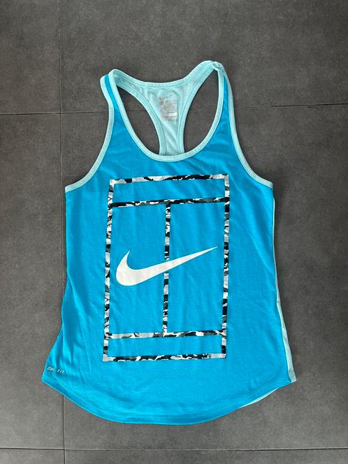 Fijn turquoise tennis tanktopje van Nike in maat S, Kleding | Dames, Sportkleding, Gedragen, Racketsport, Maat 36 (S), Blauw, Ophalen of Verzenden