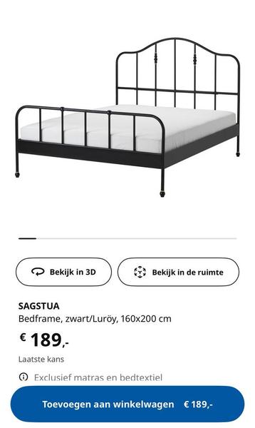 Sagstua ikea bedframe metaal zwart - afbeelding 4 Sagstua ikea bedframe metaal zwart - afbeelding 4