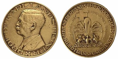 Rode Kruis - Karl Landsteiner penning, Postzegels en Munten, Penningen en Medailles, Brons, Nederland, Verzenden