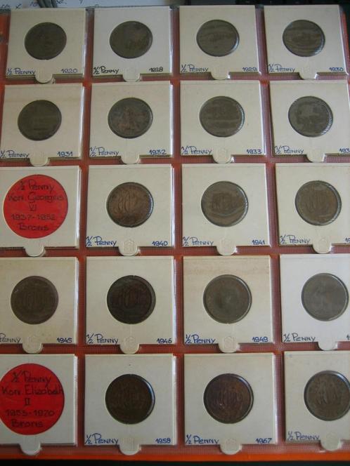 Engeland Half penny 19 stuks verschillende jaart., Postzegels en Munten, Munten | Europa | Niet-Euromunten, Setje, Overige landen