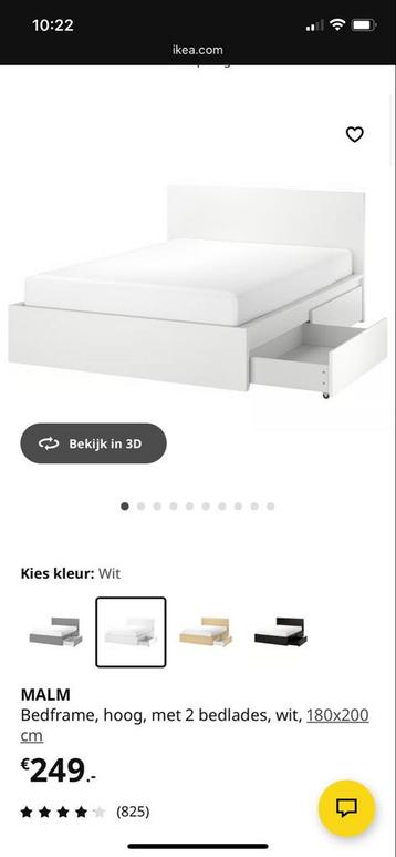 IKEA Malm bed 180x200 + lades en lattenbodems - afbeelding 1 IKEA Malm bed 180x200 + lades en lattenbodems - afbeelding 1