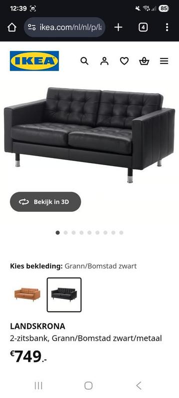 Ikea Landskrona zwart leren bank 2 zits - afbeelding 2 Ikea Landskrona zwart leren bank 2 zits - afbeelding 2